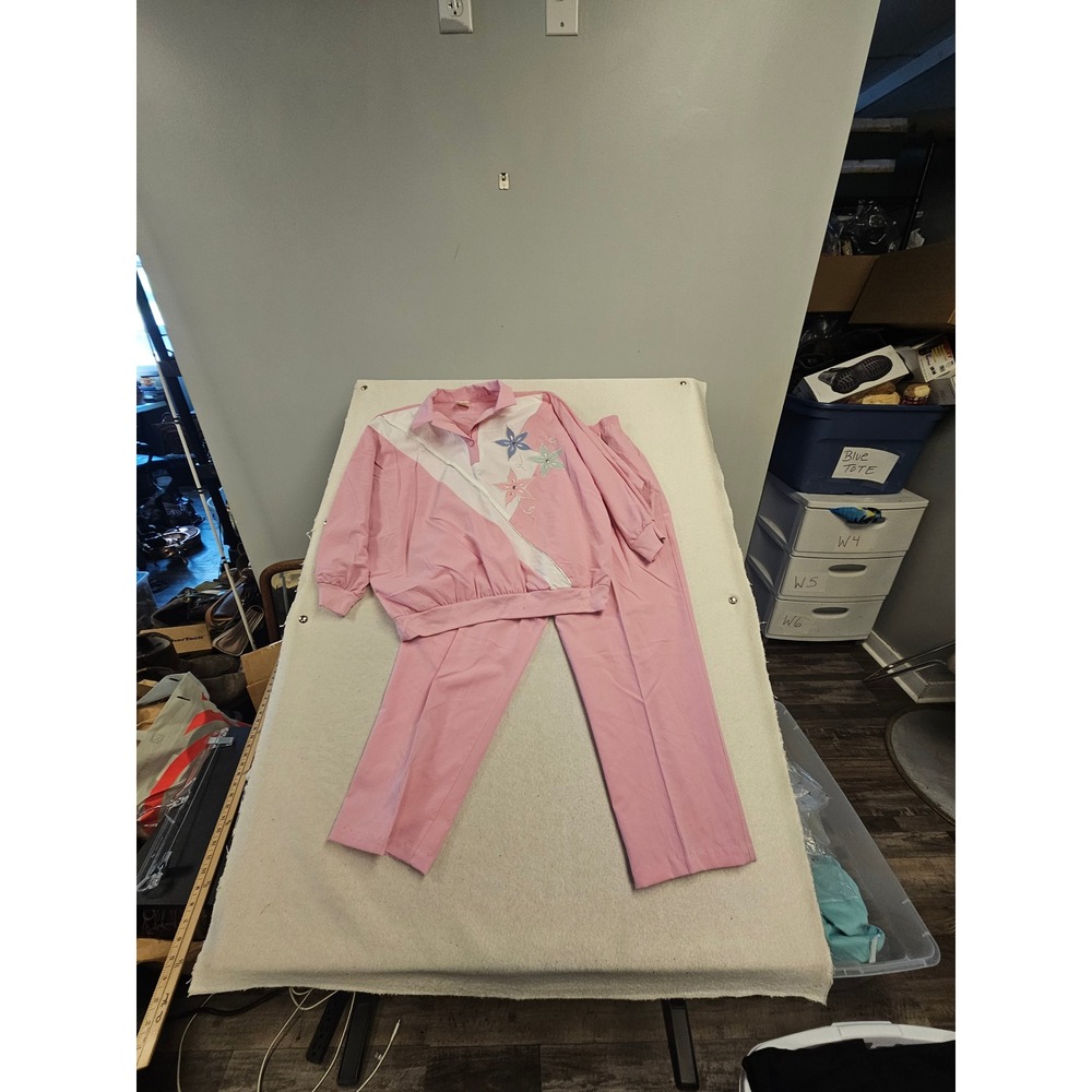 Vintage GW Division‎ of Graff Pink Floral Tracksuit Set XL Made in USA Retro 80s